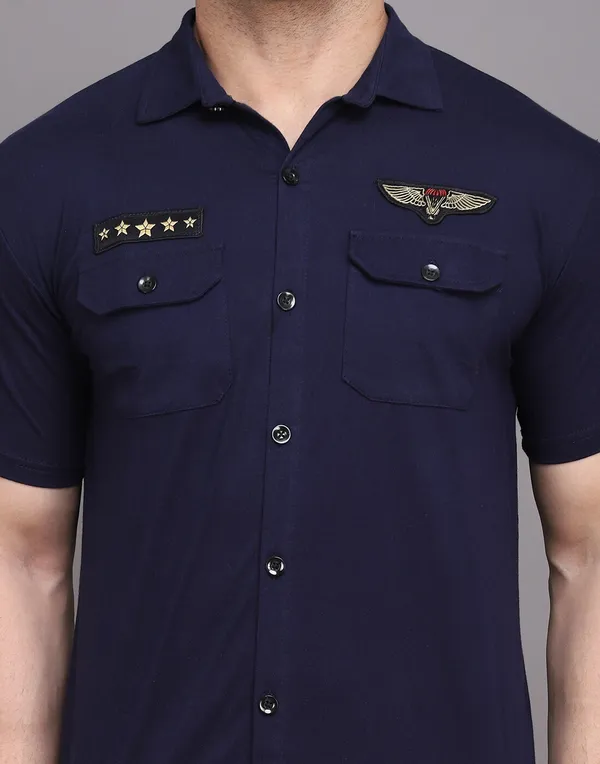 Dark_Blue_Cotton_Blend_Spread_Collar_Half_Sleeve_Shirt_For_Men