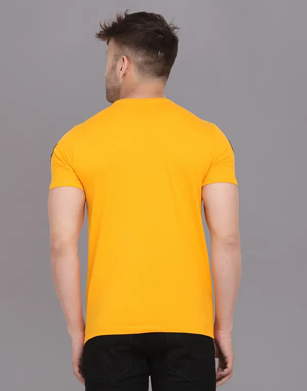 Yellow_Cotton_Blend_Round_Neck_Half_Sleeve_T_Shirt_For_Men