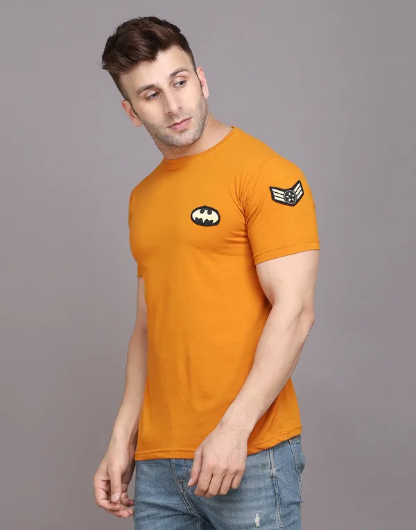 Mustard_Cotton_Blend_Round_Neck_Half_Sleeve_T_Shirt_For_Men