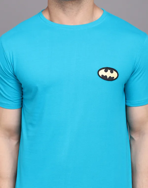 Turquoise_Cotton_Blend_Round_Neck_Half_Sleeve_T_Shirt_For_Men