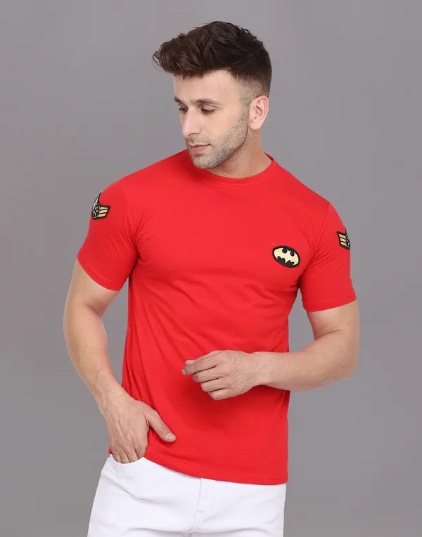 Red_Cotton_Blend_Round_Neck_Half_Sleeve_T-Shirt_For_Men