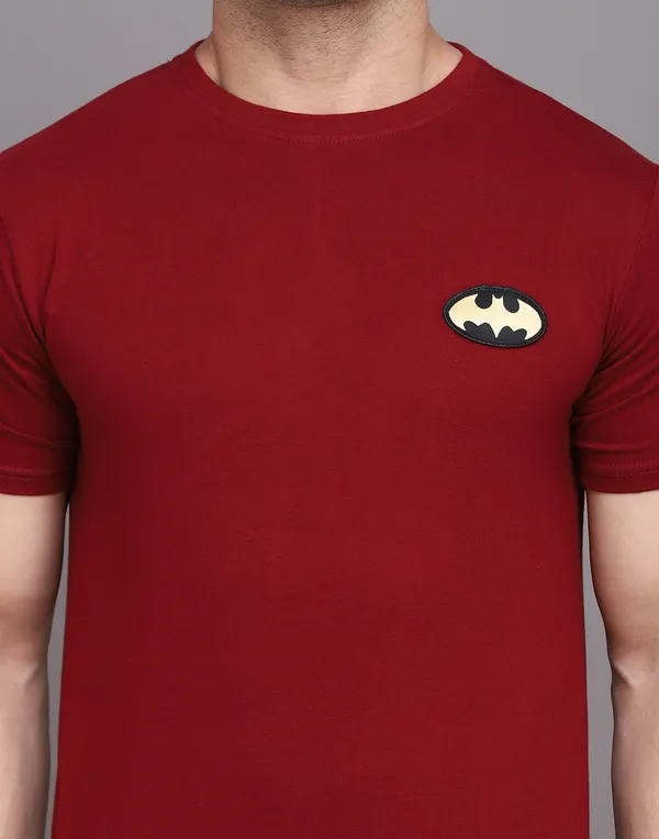 Maroon_Cotton_Blend_Round_Neck_Half_Sleeve_T_Shirt_For_Men