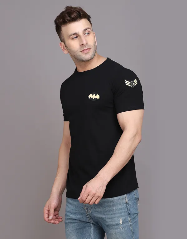 Black_Cotton_Blend_Round_Neck_Half_Sleeve_T-Shirt_For_Men