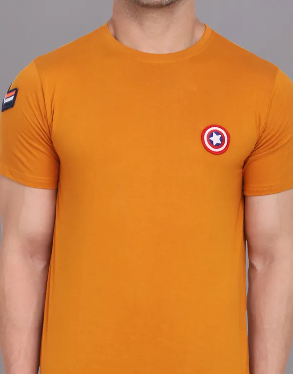 Mustard_Cotton_Blend_Round_Neck_Half_Sleeve_T_Shirt_For_Men