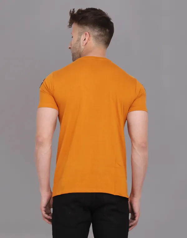 Mustard_Cotton_Blend_Round_Neck_Half_Sleeve_T_Shirt_For_Men