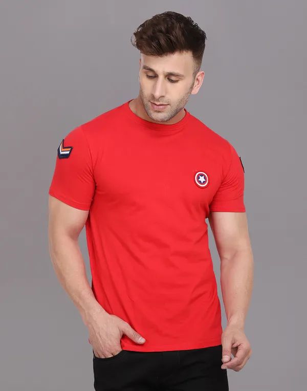 Red_Cotton_Blend_Round_Neck_Half_Sleeve_T_Shirt_For_Men