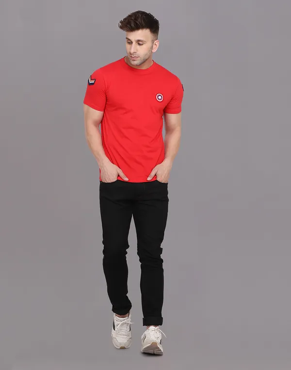 Red_Cotton_Blend_Round_Neck_Half_Sleeve_T_Shirt_For_Men