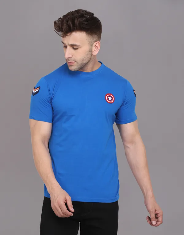 Blue_Cotton_Blend_Round_Neck_Half_Sleeve_T_Shirt_For_Men