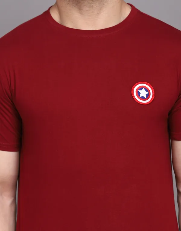 Maroon_Cotton_Blend_Round_Neck_Half_Sleeve_T_Shirt_For_Men
