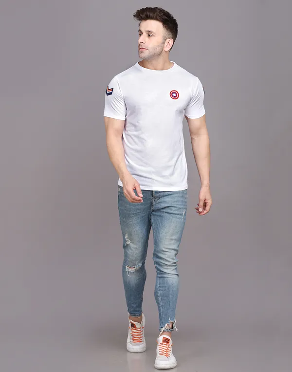 White_Cotton_Blend_Round_Neck_Half_Sleeve_T_Shirt_For_Men