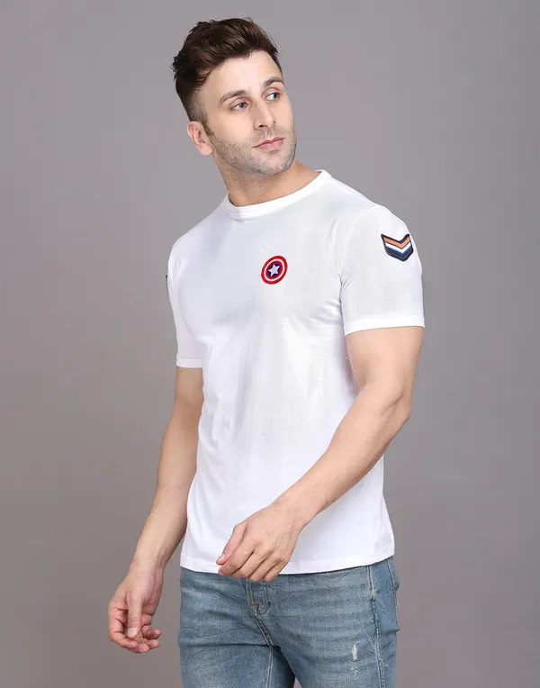 White_Cotton_Blend_Round_Neck_Half_Sleeve_T_Shirt_For_Men