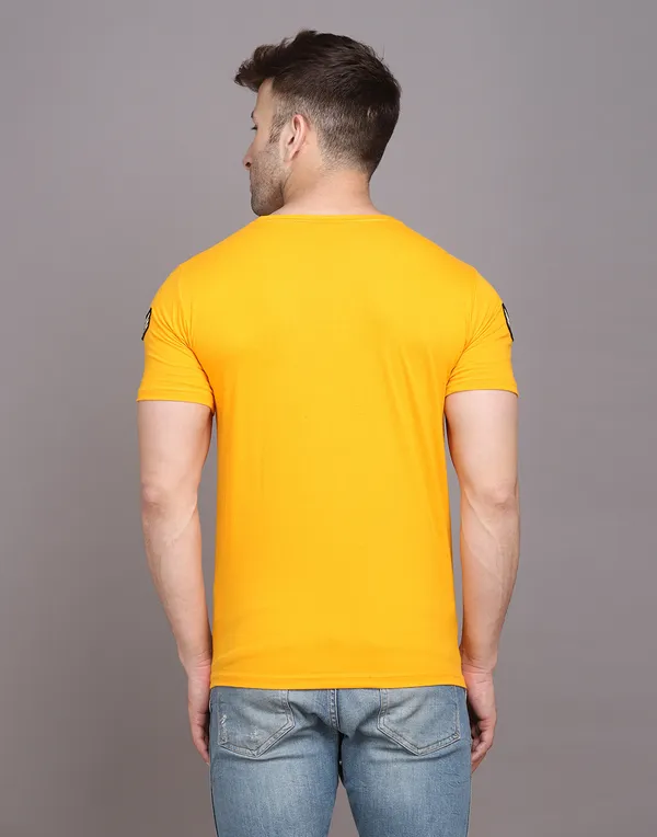 Yellow_Cotton_Blend_Round_Neck_Half_Sleeve_T_Shirt_For_Men