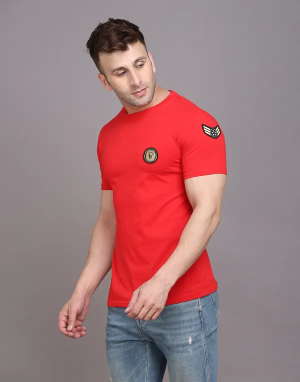 Red_Cotton_Blend_Round_Neck_Half_Sleeve_T_Shirt_For_Men