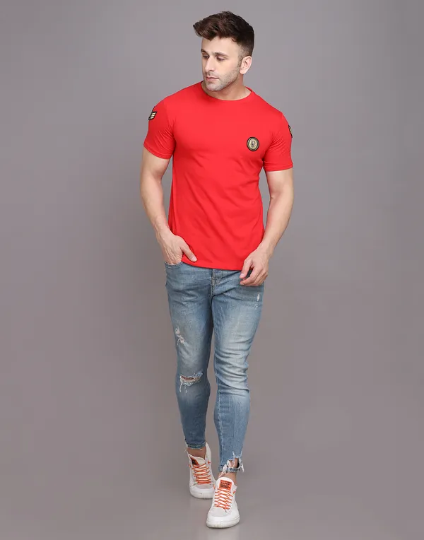 Red_Cotton_Blend_Round_Neck_Half_Sleeve_T_Shirt_For_Men