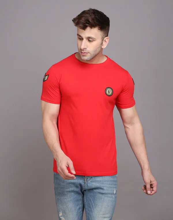 Red_Cotton_Blend_Round_Neck_Half_Sleeve_T_Shirt_For_Men