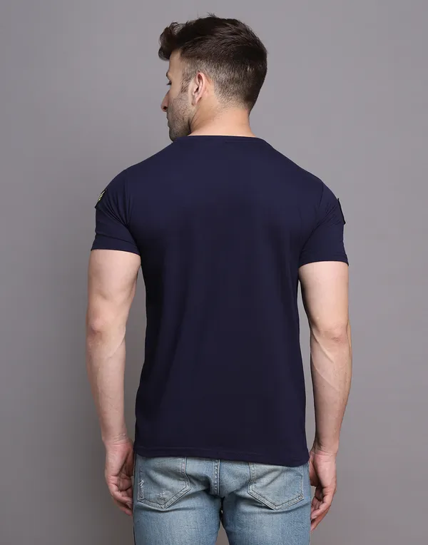 Dark_Blue_Cotton_Blend_Round_Neck_Half_Sleeve_T_Shirt_For_Men