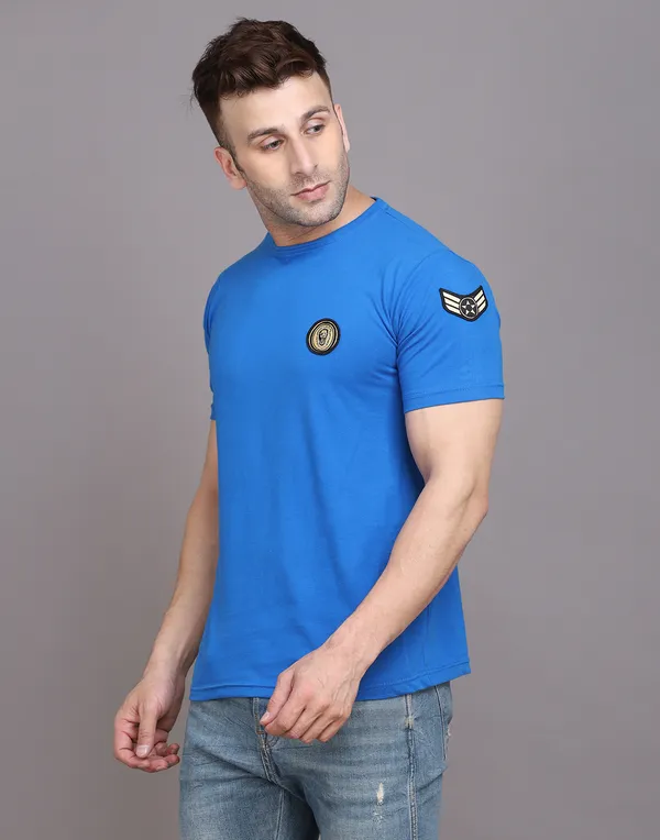 Blue_Cotton_Blend_Round_Neck_Half_Sleeve_T_Shirt_For_Men