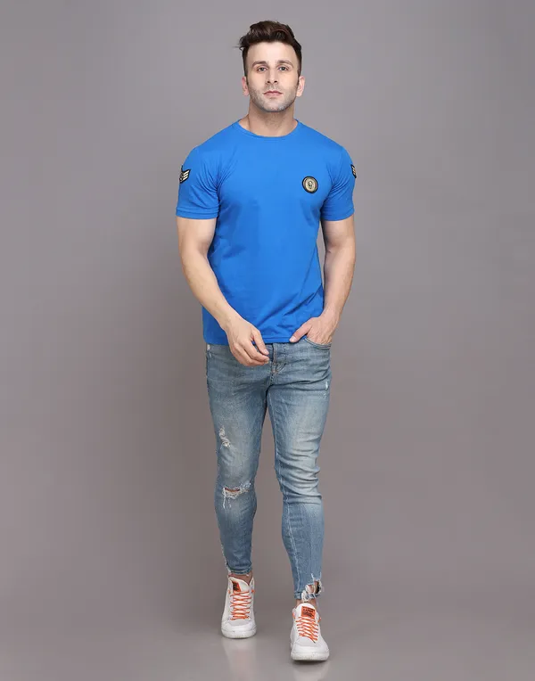 Blue_Cotton_Blend_Round_Neck_Half_Sleeve_T_Shirt_For_Men