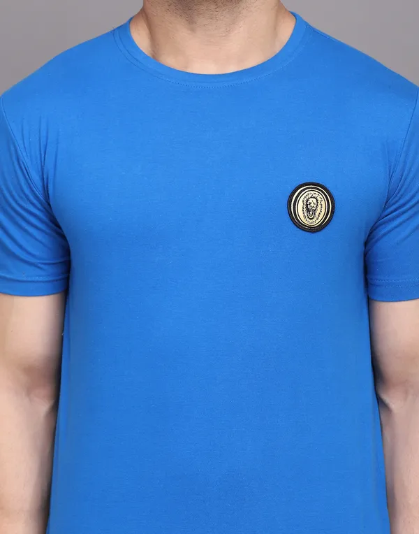 Blue_Cotton_Blend_Round_Neck_Half_Sleeve_T_Shirt_For_Men