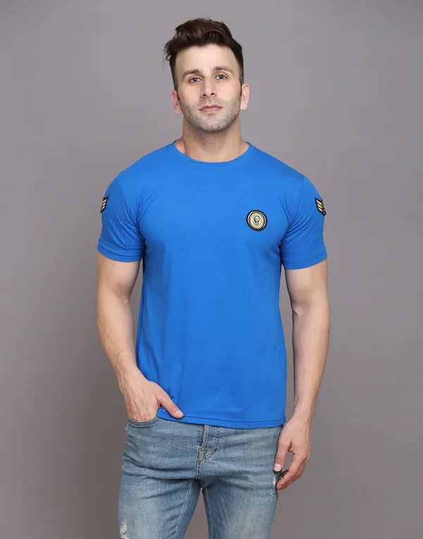 Blue_Cotton_Blend_Round_Neck_Half_Sleeve_T_Shirt_For_Men