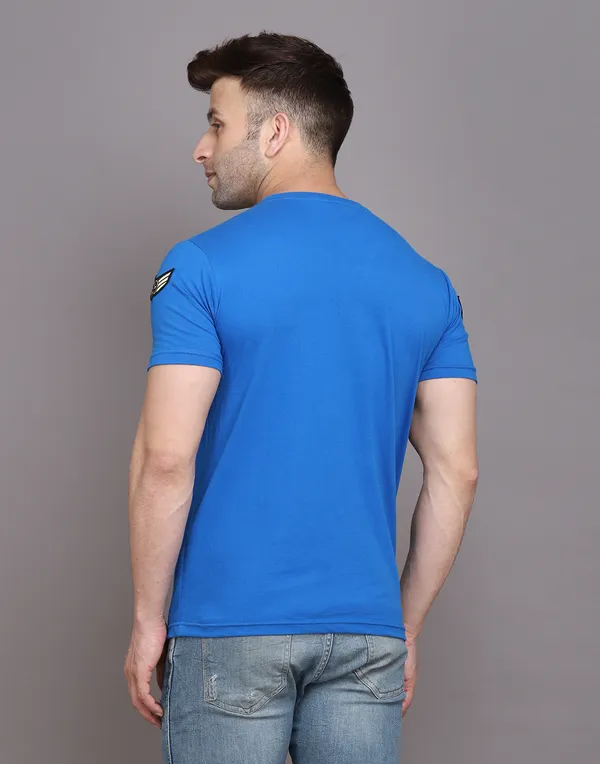 Blue_Cotton_Blend_Round_Neck_Half_Sleeve_T_Shirt_For_Men