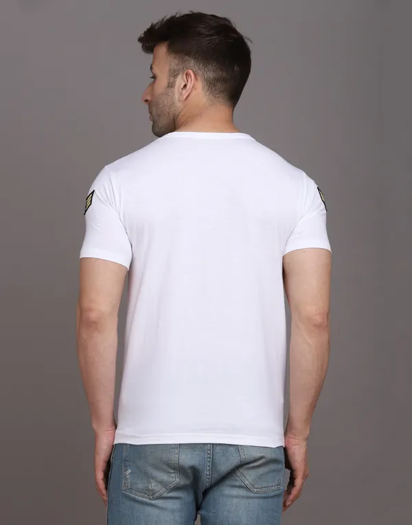 White_Cotton_Blend_Round_Neck_Half_Sleeve_T_Shirt_For_Men