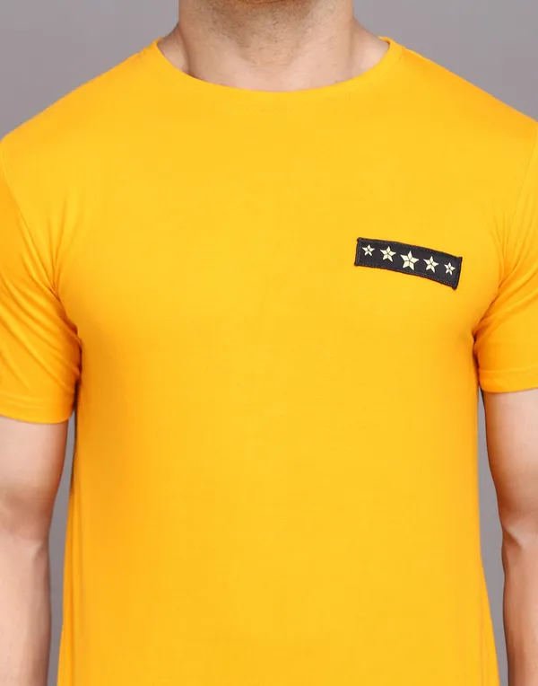 Yellow_Cotton_Blend_Round_Neck_Half_Sleeve_T-Shirt_For_Men