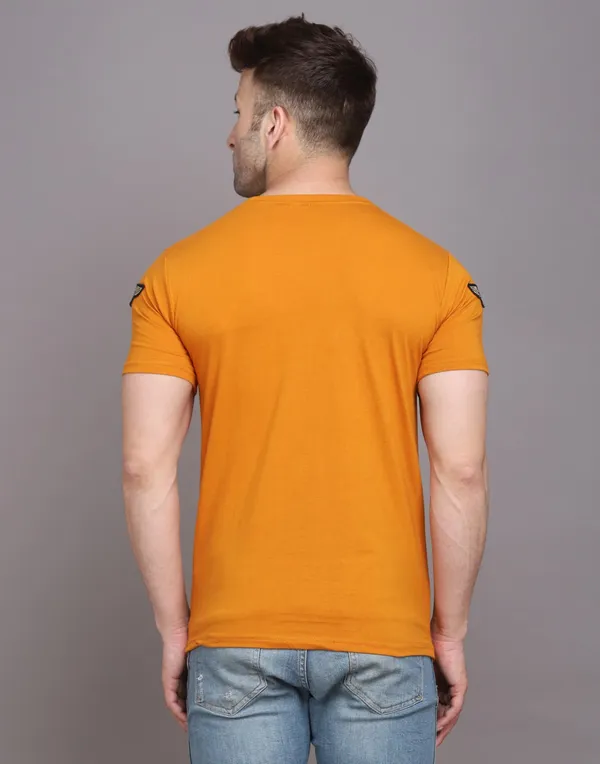 Mustard_Cotton_Blend_Round_Neck_Half_Sleeve_T-Shirt_For_Men