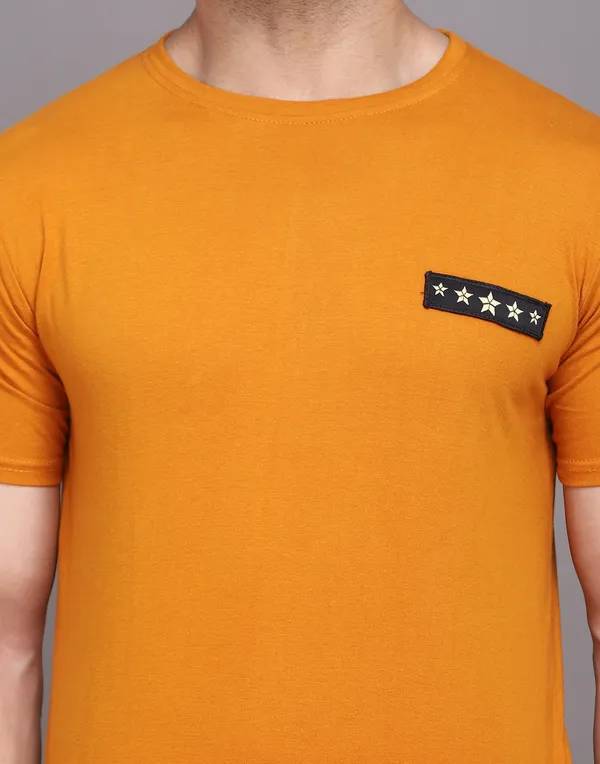 Mustard_Cotton_Blend_Round_Neck_Half_Sleeve_T-Shirt_For_Men