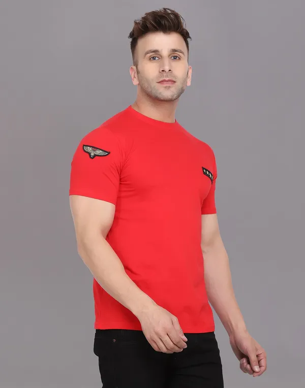 Red_Cotton_Blend_Round_Neck_Half_Sleeve_T-Shirt_For_Men