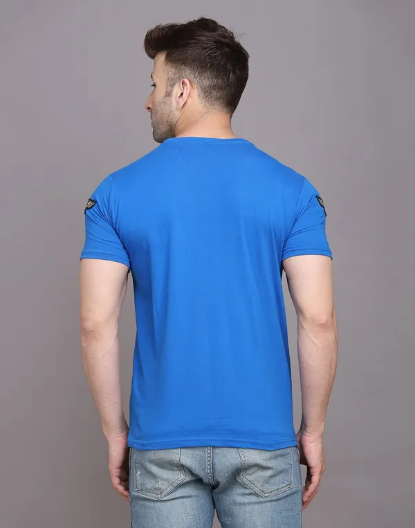 Blue_Cotton_Blend_Round_Neck_Half_Sleeve_T-Shirt_For_Men