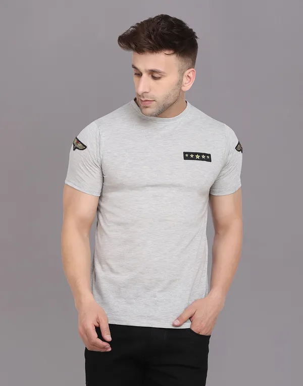 Silver_Cotton_Blend_Round_Neck_Half_Sleeve_T-Shirt_For_Men