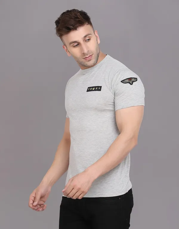 Silver_Cotton_Blend_Round_Neck_Half_Sleeve_T-Shirt_For_Men