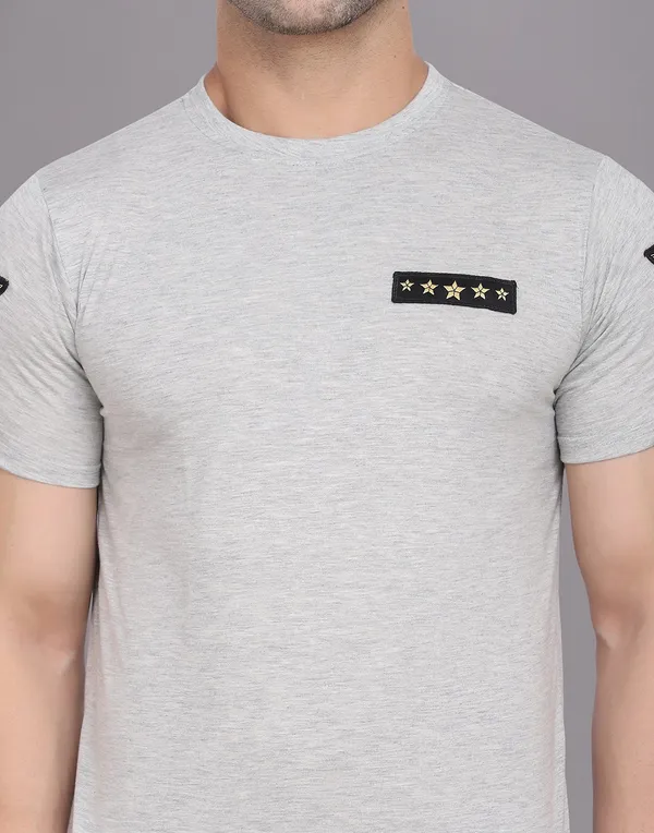 Silver_Cotton_Blend_Round_Neck_Half_Sleeve_T-Shirt_For_Men