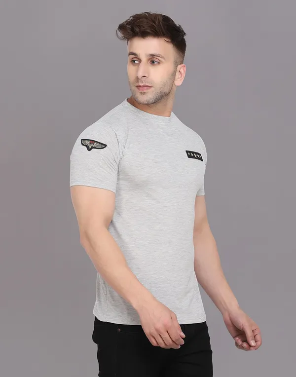 Silver_Cotton_Blend_Round_Neck_Half_Sleeve_T-Shirt_For_Men