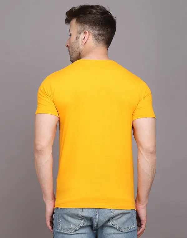 Yellow_Cotton_Blend_Round_Neck_Half_Sleeve_T_Shirt_For_Men