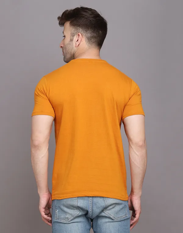 Mustard_Cotton_Blend_Round_Neck_Half_Sleeve_T_Shirt_For_Men