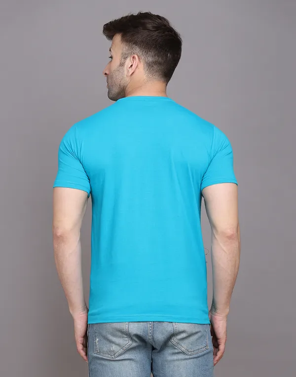 Turquoise_Cotton_Blend_Round_Neck_Half_Sleeve_T_Shirt_For_Men
