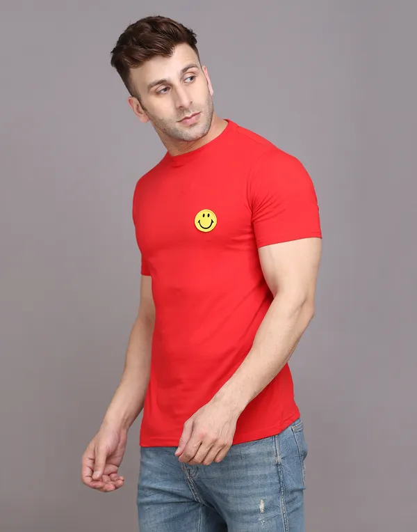 Red_Cotton_Blend_Round_Neck_Half_Sleeve_T_Shirt_For_Men