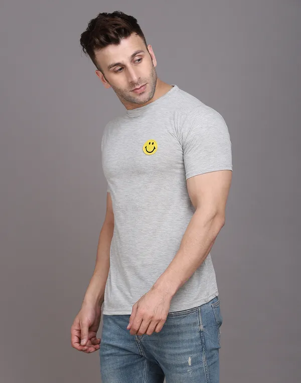 Silver_Cotton_Blend_Round_Neck_Half_Sleeve_T_Shirt_For_Men