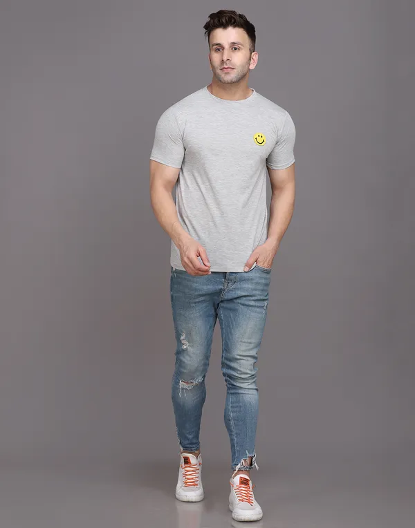 Silver_Cotton_Blend_Round_Neck_Half_Sleeve_T_Shirt_For_Men