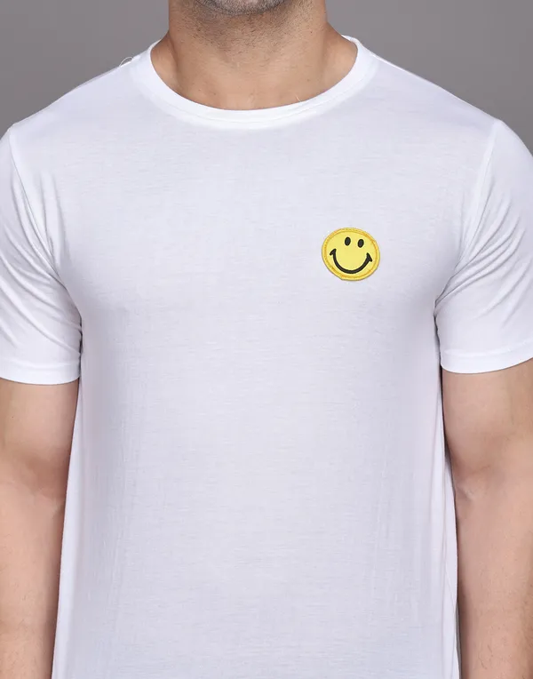 White_Cotton_Blend_Round_Neck_Half_Sleeve_T_Shirt_For_Men