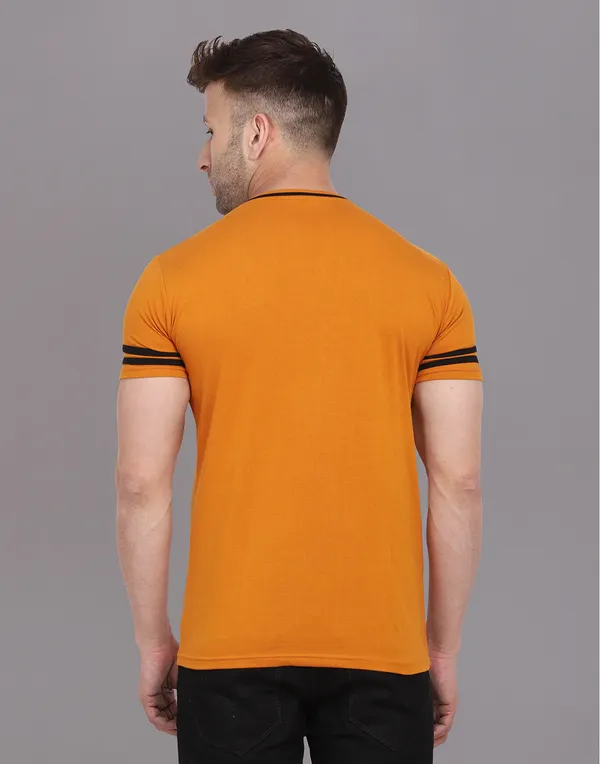 Mustard_Cotton_Blend_Round_Neck_Half_Sleeve_T_Shirt_For_Men