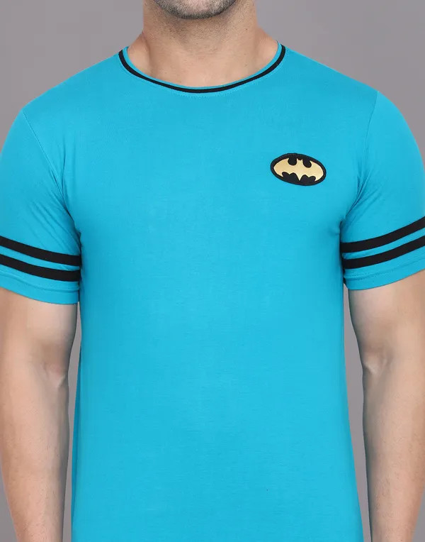 Turquoise_Cotton_Blend_Round_Neck_Half_Sleeve_T_Shirt_For_Men