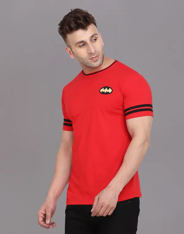 Red_Cotton_Blend_Round_Neck_Half_Sleeve_T_Shirt_For_Men