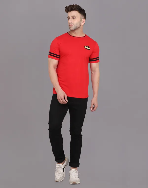 Red_Cotton_Blend_Round_Neck_Half_Sleeve_T_Shirt_For_Men