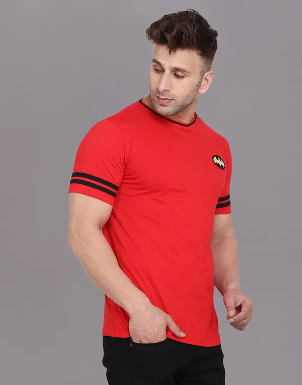 Red_Cotton_Blend_Round_Neck_Half_Sleeve_T_Shirt_For_Men