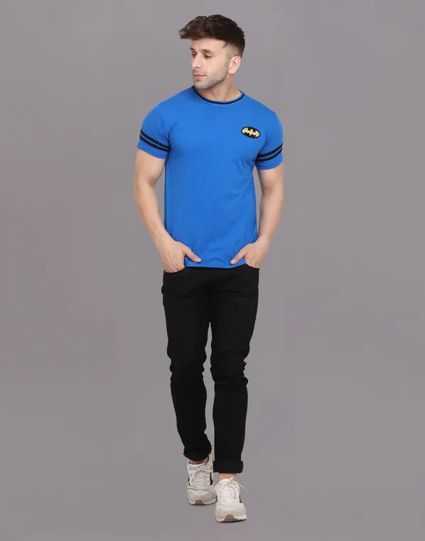 Blue_Cotton_Blend_Round_Neck_Half_Sleeve_T_Shirt_For_Men