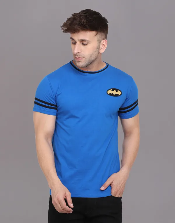Blue_Cotton_Blend_Round_Neck_Half_Sleeve_T_Shirt_For_Men
