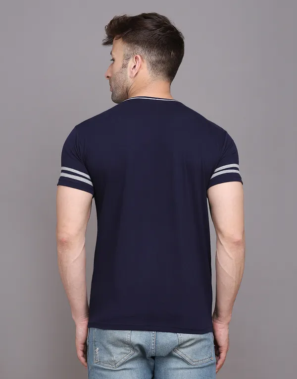 Dark_Blue_Cotton_Blend_Round_Neck_Half_Sleeve_T_Shirt_For_Men